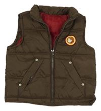 Hnědá šusťáková zateplená vesta s nášivkou St. Bernard