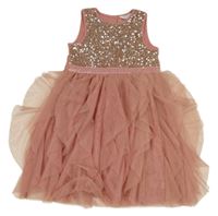 Starorůžové šaty s flitry a tylovou sukní Primark