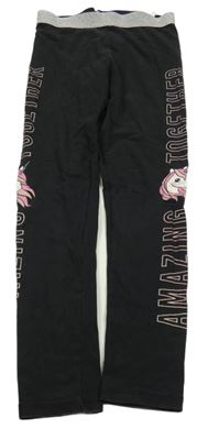 Čierne legíny s nápisom a jednorožcom H&M