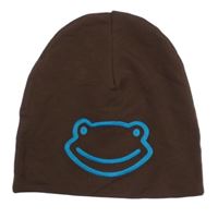Hnědá čepice s žábou 