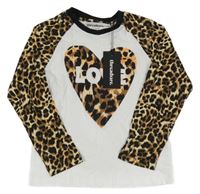 Nové - bílo-leopardí triko se srdcem 