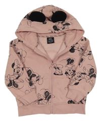 Světlerůžová propínací mikina s Minnie a kapucí PRIMARK