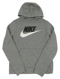 Sivá melírovaná mikina s logom a kapucňou Nike