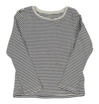 Bílo-černé pruhované žebrované triko H&M