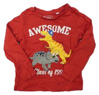 Červené triko s dinosaury C&A