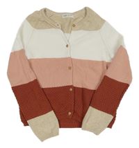 Bielo-ružovo-béžový pruhovaný prepínaci ľahký sveter H&M