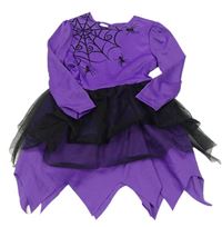 Kostým - Fialovo-černé šaty s tylovou sukní a pavučinou s pavouky