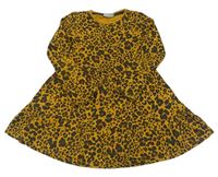 Hořčicovo-antracitové šaty s leopardím vzorem Matalan