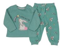 Zelené fleecové pyžamo s králíčkem a hvězdami Primark