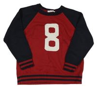 Vínovo-tmavomodrý sveter s číslom