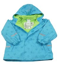 Světlemodrá voděodolná lehce zateplená bunda s hvězdami a kapucí Impidimpi