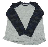 Sivo-modro-čierne tričko s army rukávy George