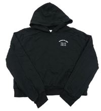 Černá crop mikina s logem a kapucí River Island
