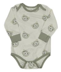 Bílo-khaki žebrované body s medvídky 