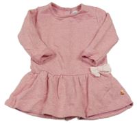 Růžové teplákové šaty s mašlí 