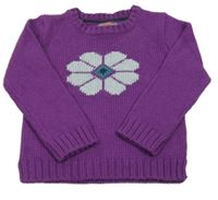 Fialový vlnený sveter s květem Kanz
