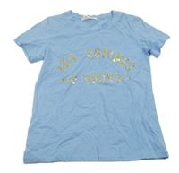 Svetlomodré tričko s nápismi