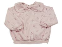 Svetloružová kvetovaná mikina s golierikom Next