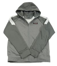 Šedo-bílá propínací sportovní mikina s logem a kapucí MCkenzie 