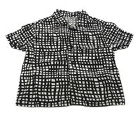 Černo-bílá kostkovaná lněná košile George