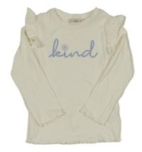 Biele rebrované tričko s volánikmi a nápisom F&F