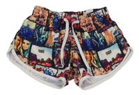 Farebné kraťasy s obrázkami a dievčatkom