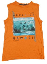Oranžové tielko so surferom a nápismi Yigga