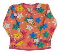 Lososovo-farebná plyšová mikina s hviezdami a Hello Kitty