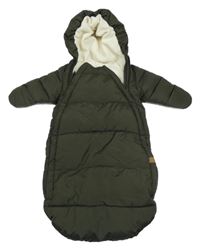 Tmavozelený šusťákový zimní fusak s kapucí H&M