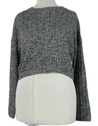 Dámský černo-šedý melírovaný crop svetr Topshop 