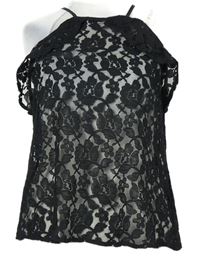 Dámský černý krajkový top H&M