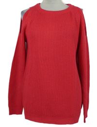 Dámský tmavorůžový svetr s průstřihy na ramenou 