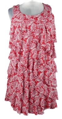 Dámské tmavorůžovo-bílé vrstvené šaty s lístky Capsule