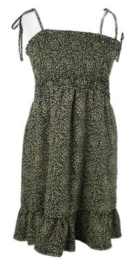 Nové - Dámske čierno-béžové vzorované žabičkové šaty Topshop