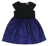Čierno-fialové trblietavé šaty s puntíkatou sukní Next