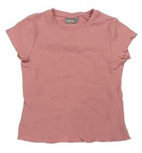 Ružové rebrované crop tričko