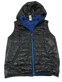 Černá šusťáková prošívaná zateplená vesta s kapucí Decathlon