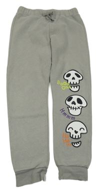 Šedé tepláky s lebkami H&M