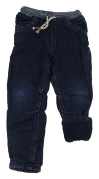 Tmavomodré podšité rifle s úpletový pasem George