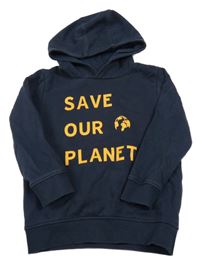 Tmavomodrá mikina s nápisom a kapucňou Topolino