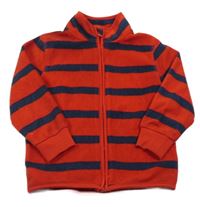Červeno-tmavomodrá pruhovaná fleecová prepínaci mikina George