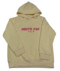 Vanilková mikna s nápisem a kapucí 