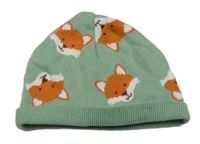 Světlezelená čepice s liškami Alana