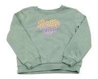 Zelenomodrá mikina s nápisom Kiabi