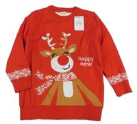 Nové - červený sveter so sobom