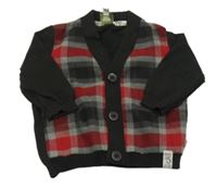 Čierno-červeno-sivý kockovaný prepínaci sveter BAKER BABY