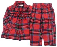 Červeno-čierne kockované flanelové pyžama Next