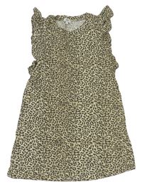 Béžové vzorované bavlnené šaty s volánikmi River Island