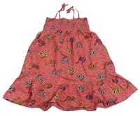 Červeno-ružové vzorované šaty s okuliarmi a žabičkováním zn. H&M