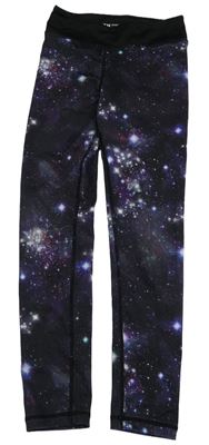 Černo-fialové galaktické sportovní legíny H&M
